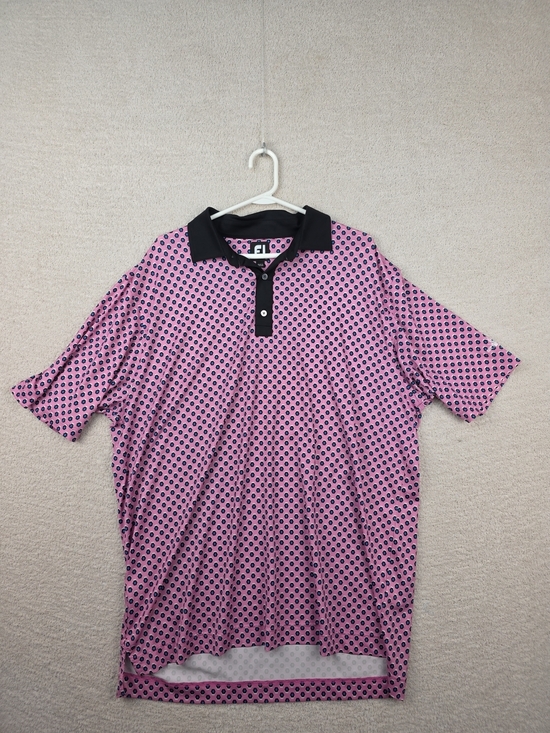 FootJoy Other - Men's Pink Patterned Short-Sleeve Polo with Black Collar FootJoy 3XL Golf